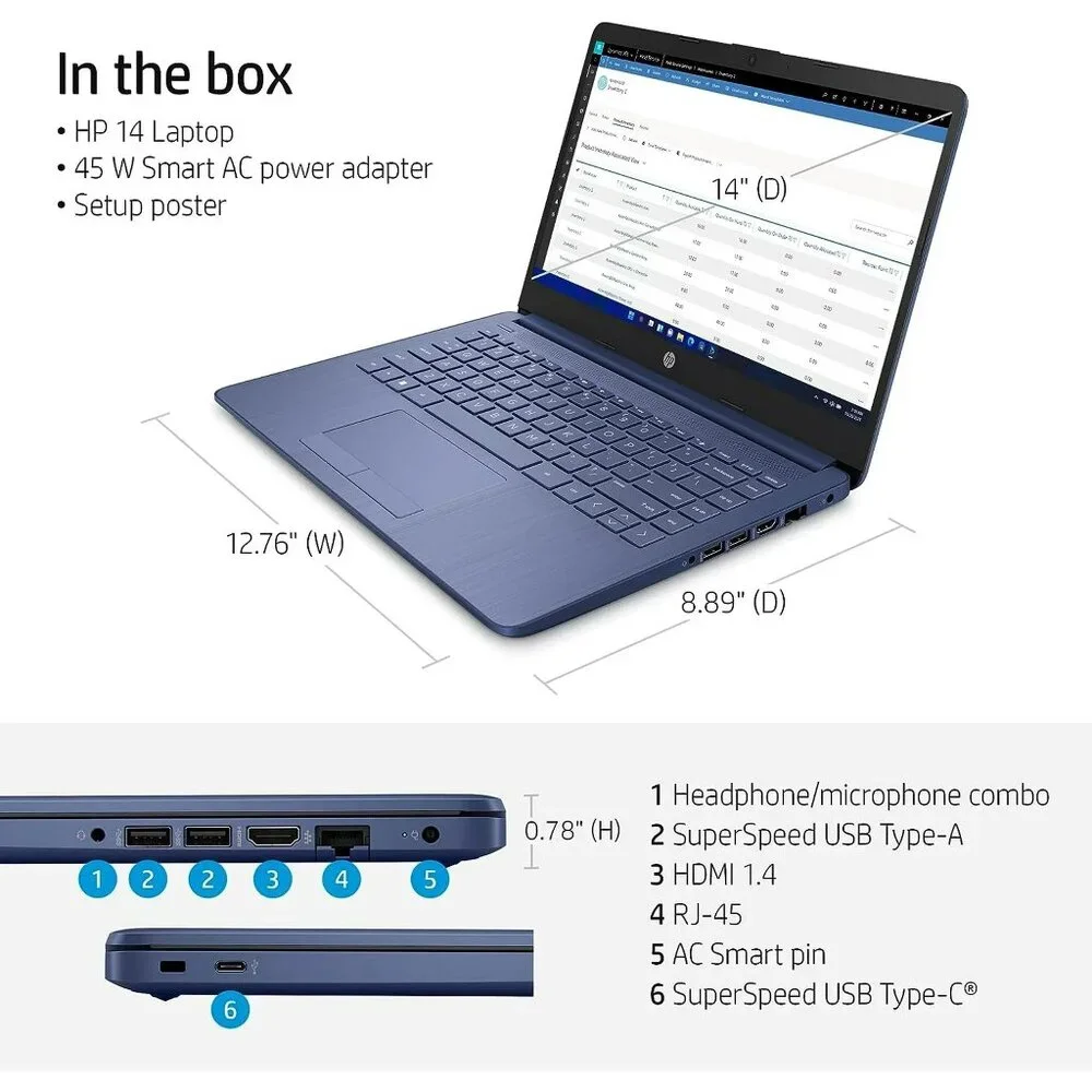 Blue HP Laptop with Windows 11